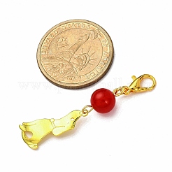 6Pcs Brass Puppy Pendant Decorations&nbsp;HJEW-JM04364