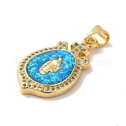 Rack Plating Brass Micro Pave Cubic Zirconia with Synthetic Opal Pendants&nbsp;KK-D088-17G