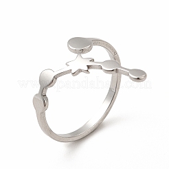 Non-Tarnish 304 Stainless Steel Morning Star Open Cuff Ring for Women&nbsp;X-RJEW-B027-12P