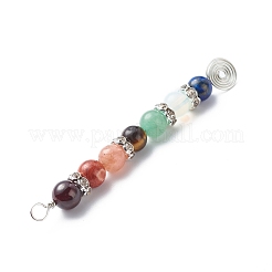 7 Chakra Mixed Gemstone Copper Wire Wrapped Big Pendants&nbsp;PALLOY-JF01899-02