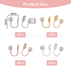 16Pcs 4 Colors Brass Vortex Clip-on Earring Findings&nbsp;FIND-FH0007-97