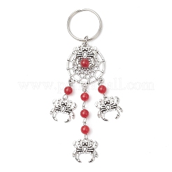 5Pcs 5 Styles Tibetan Style Alloy Natural Gemstone Keychains&nbsp;KEYC-JKC01240
