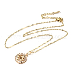 Brass Micro Pave Cubic Zirconia Pendant Necklaces for Women&nbsp;NJEW-E106-14KCG