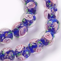 Handmade Gold Sand Lampwork Beads Strands&nbsp;LAMP-P051-D02