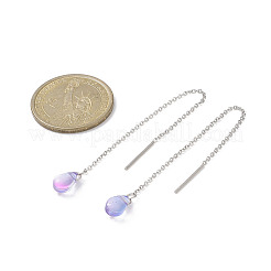 Long Chain with Transparent Glass Beads Dangle Stud Earrings&nbsp;EJEW-JE05242
