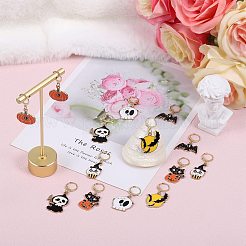 Halloween Theme Alloy Enamel Pendant Locking Stitch Markers&nbsp;HJEW-SW00031