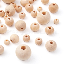6 Style Natural Round Wood Beads and Jute Cords&nbsp;WOOD-YW0001-02