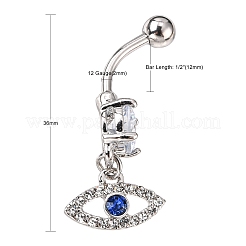 Evil Eye Drop Belly Button Rings for Women&nbsp;AJEW-C010-01P