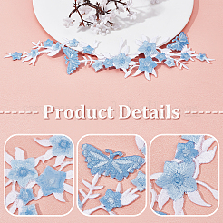 4Pcs Polyester Embroidered Sew on/Iron on Collar Decoration&nbsp;DIY-GF0006-08A