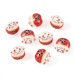 9Pcs Handmade Printed Porcelain Beads&nbsp;PORC-TADJ0001-01H