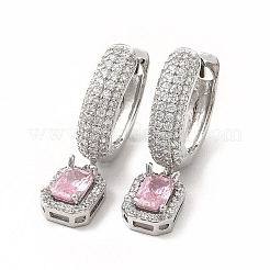 Rack Plating Brass Micro Pave Cubic Zirconia Hoop Earrings&nbsp;EJEW-H091-25