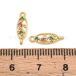 Brass Pave Cubic Zirconia Connector Charms&nbsp;KK-H533-08B-G