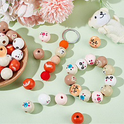 90Pcs 9 Colors Wood European Style Beeds&nbsp;WOOD-OC0003-74