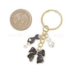 3Pcs 3 Styles Alloy Enamel & Glass Imitation Pearl Keychains&nbsp;KEYC-JKC01301