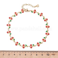 304 Stainless Steel Enamel Red Cherry Link Anklets for Women&nbsp;AJEW-AN00773