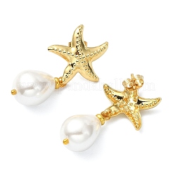 Teardrop Shell Pearl Bead Stud Earrings&nbsp;EJEW-JE07105-01