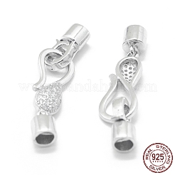 Rhodium Plated 925 Sterling Silver Fold Over Clasps&nbsp;STER-L055-069P