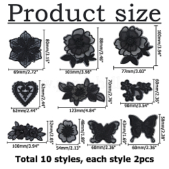 20Pcs 10 Styles Computerized Embroidery Cloth Iron on/Sew on Patches&nbsp;DIY-HS0001-99