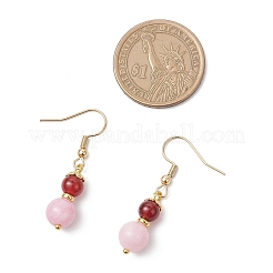 Round Natural Quartz & Carnelian Beaded Necklace & Bracelet & Dangle Earring Sets&nbsp;SJEW-JS01335
