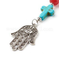 Mixed Gemstone Bead and Synthetic Turquoise beads Keychain&nbsp;KEYC-JKC00267