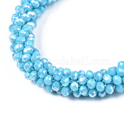 AB Color Plated Faceted Opaque Glass Beads Stretch Bracelets&nbsp;BJEW-S144-003D-20