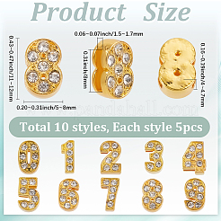 50Pcs 10 Styles Golden Plated Alloy Slide Charms&nbsp;FIND-SC0014-63