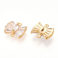 Brass Pave Clear Cubic Zirconia Connector Charms&nbsp;KK-N254-167G