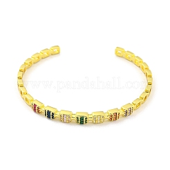 Brass Micro Pave Clear Cubic Zirconia Open Cuff Bangles&nbsp;BJEW-Z062-26G
