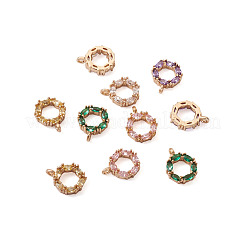 10Pcs 5 Colors Brass Micro Pave Cubic Zirconia Charms&nbsp;KK-PJ0001-23