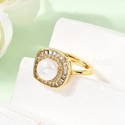 Adjustable Brass Micro Pave Cubic Zirconia Finger Rings&nbsp;CU-CBABA66-02G