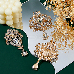 4Pcs 2 Styles Alloy Rhinestone Brooches&nbsp;JEWB-FH0002-23