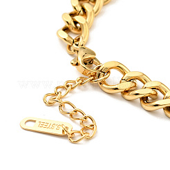 Ion Plating(IP) 304 Stainless Steel Rectangle Link Bracelet with Curb Chains for Women&nbsp;BJEW-P273-03G