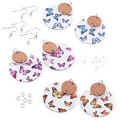 DIY Flat Round Butterfly Dangle Earrings Making Kits&nbsp;DIY-TA0012-29