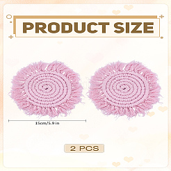 2Pcs Hand-woven Ccotton Thread Cup Mats&nbsp;AJEW-LP0006-37C