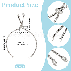 12Pcs Adjustable 304 Stainless Steel Slider Bracelet Makings&nbsp;MAK-UN0001-21