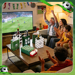 30Pcs 10 Styles Paper Football Pattern Printed Carry Storage Tote Bags&nbsp;ABAG-PH0001-98