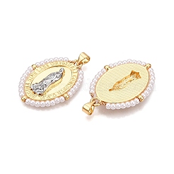 Brass with ABS Imitation Pearl Pendants&nbsp;KK-T070-16G-03