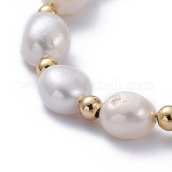 Natural Baroque Pearl Keshi Pearl Beaded Bracelets&nbsp;BJEW-JB05264