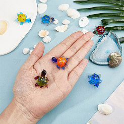 6Pcs 6 Colors Tortoise Glass Home Ornaments&nbsp;DJEW-GF0001-60