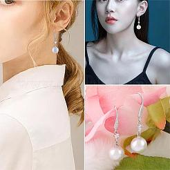 Pearl Earrings with Cubic Zirconia White Freshwater Shell Pearl Dangle Hook Earrings Stud Round Ball Drop Hoop Earrings Brass Jewelry Gift for Women&nbsp;JE1097A