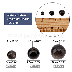128Pcs 3 Size Natural Silver Obsidian Beads&nbsp;G-CA0001-36