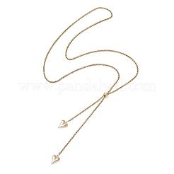 Adjustable Alloy Heart Pendant 304 Stainless Steel Box Chain Lariat Necklaces for Women&nbsp;NJEW-JN05902-01