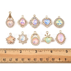 20Pcs 10 Styles Alloy Glass Pendants&nbsp;FIND-FS0003-50