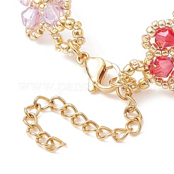 TOHO Japanese Seed Beaded Flower Link Chain Bracelet&nbsp;BJEW-MZ00040