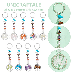 9Pcs 9 Styles Alloy & Gemstone Chip Keychains&nbsp;KEYC-UN00001