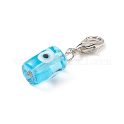 Evil Eye Lampwork Column Pendant Decorations&nbsp;HJEW-JM00742-01