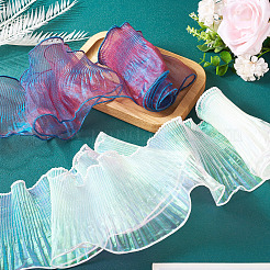 4 Yards 2 Colors Mermaid Color Polyester Pleated Lace Trim Ribbon&nbsp;DIY-TA0012-01