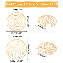 8Pcs 2 Style 201 Stainless Steel Filigree Charms&nbsp;STAS-DC0001-04