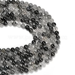 Natural Black Tourmalinated Quartz Beads Strands&nbsp;GG-CBA20C8-A01-8MM
