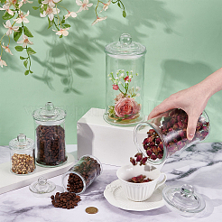 Column Glass Storage Jar with Lid&nbsp;AJEW-WA0004-78